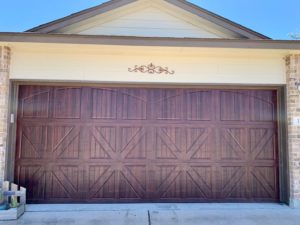 Fratex wooden garage door upfront